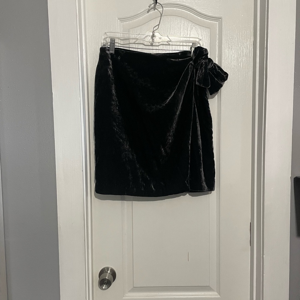 Dark Grey Ann Taylor faux wrap velvet skirt